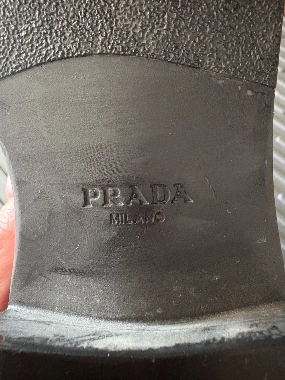 Prada Black Leather Penny Loafers with Silver Triangle Logo - Picture 8 of 12